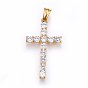 304 подвески из нержавеющей стали, с кубического циркония, крестик, прозрачные