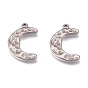 304 Stainless Steel Pendants, Moon, Crescent, Textured