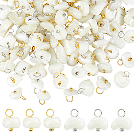 100шт 2 цвета натуральный трохус ракушка самородки подвески, с медными петлями, белые