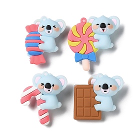 PVC Plastic Pendants, Koala with Chocolate/Candy/Lollipop/Candy Cane Charm