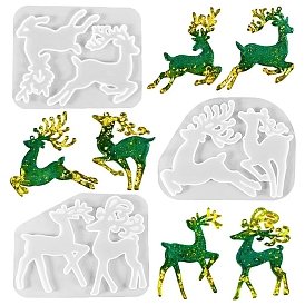 DIY Christmas Deer Pendant Silhouette Silicone Molds, Resin Casting Molds, for UV Resin, Epoxy Resin Jewelry Making