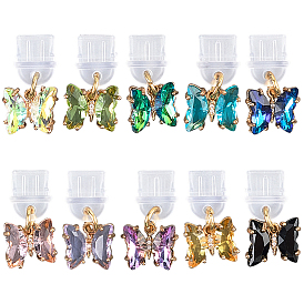 10шт пластиковые мобильные пылезащитные заглушки, бабочка, с латунной стеклянными подвесками