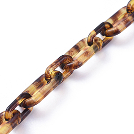 Handgefertigte Acryl Figaro Ketten, ellipsenförmige, Leopardenmuster, für Schmuck machen