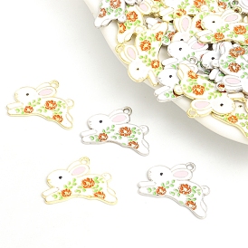 Подвески из эмали и сплава, кролик с цветочным шармом