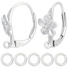 20 шт. латунные серьги с рычагом, цветок, с петлями и открытыми кольцами для прыжков 20шт.