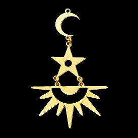 201 Stainless Steel Big Pendants, Laser Cut, with Jump Rings, Sun, Star & Moon