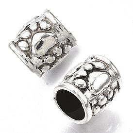 Tibetan Style Alloy European Beads, Large Hole Beads, Cadmium Free & Lead Free, Column with Paw