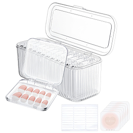 Пластиковый контейнер для хранения накладных ногтей, с помощью двусторонней клейкой ленты из смолы и квадратных бумажных карточек с узором в виде сердечек.