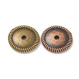 Tibetan Style Alloy Bead Caps, Cadmium Free & Lead Free, Flat Round