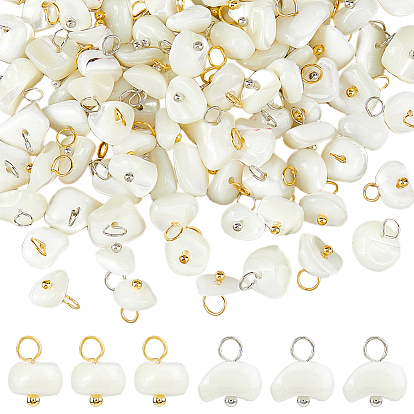 100шт 2 цвета натуральный трохус ракушка самородки подвески, с медными петлями, белые