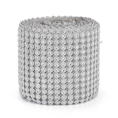 13 Rows Plastic Diamond Mesh Wrap Roll, Rhinestone Crystal Ribbon, for DIY Wedding Party Favors Decorations Craft