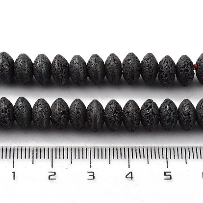 Natural Lava Rock Beads Strands, Frosted, Rondelle