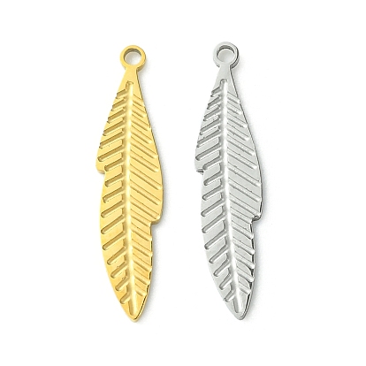304 Stainless Steel Manual Polishing Pendants, Leaf Charms