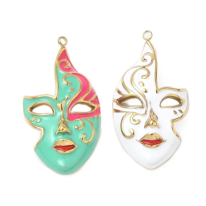 304 подвески из нержавеющей стали, маска, с эмалью, реальный 18 k позолоченный