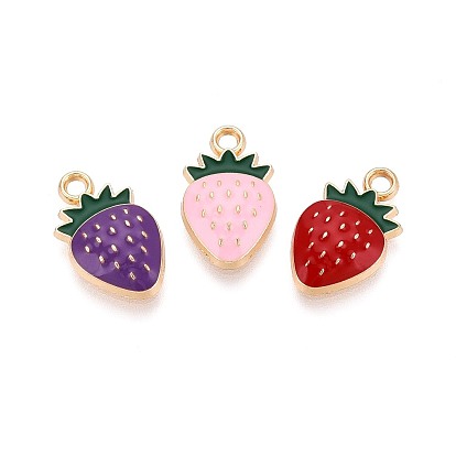 Подвески из эмали и сплава, клубничное очарование, золотые