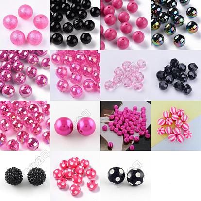 DIY Beads Jewelry Making Finding Kit, Including Plastic & Acrylic & Resin Rhinestone Beads, Imitation Pearl & Round