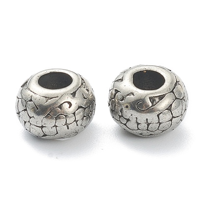 304 Stainless Steel European Beads, Large Hole Beads, Rondelle