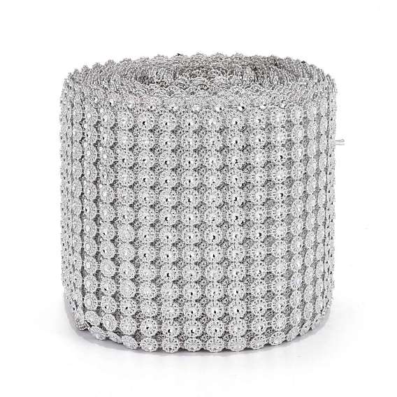 13 Rows Plastic Diamond Mesh Wrap Roll, Rhinestone Crystal Ribbon, for DIY Wedding Party Favors Decorations Craft