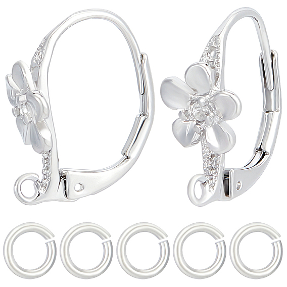 20 шт. латунные серьги с рычагом, цветок, с петлями и открытыми кольцами для прыжков 20шт.