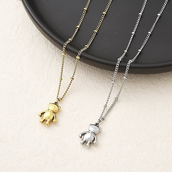 Ионное покрытие (ip) 304 ожерелье с подвеской из нержавеющей стали, медведь