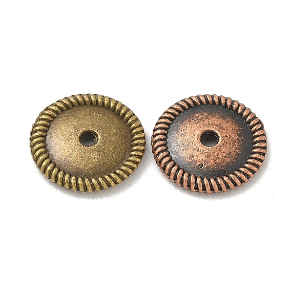 Тибетском стиле сплав шарик крышки, без кадмия и без свинца, плоско-круглые