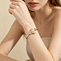 Duo Tone 304 Stainless Steel Hinged Cuff Bangles for Unisex, Anchor U Shape, Golden & Stainless Steel Color