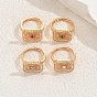 Геометрические полые латунные микропаве кубические цирконии регулируемые кольца для женщин
