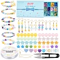 DIY Dangle Earring & Bracelet Making Kits, 236Pcs Star & Heart Acrylic & Plastic Beads, Brass Pin and Earring Hooks, Sharp Steel Scissors