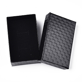 Boîtes à bijoux en carton texturé en losange, avec une éponge noire, pour emballage cadeau bijoux, rectangle