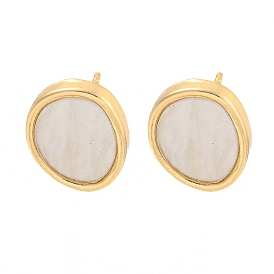 Alloy Stud Earring, with Acrylic Finding, Flat Round