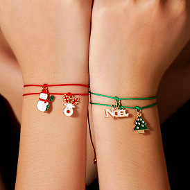 Christmas Alloy Enamel Charm Brided Cord Bracelets