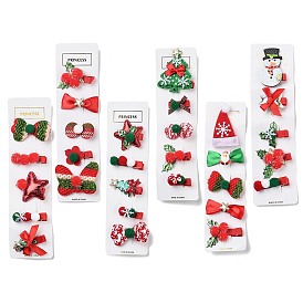 Christmas Theme Cloth Felt Fabric Alligator Hair Clip, with Alloy Clip