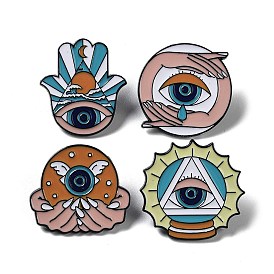 Evil Eye Theme Enamel Pins, Black Zinc Alloy Brooch for Backpack Clothes