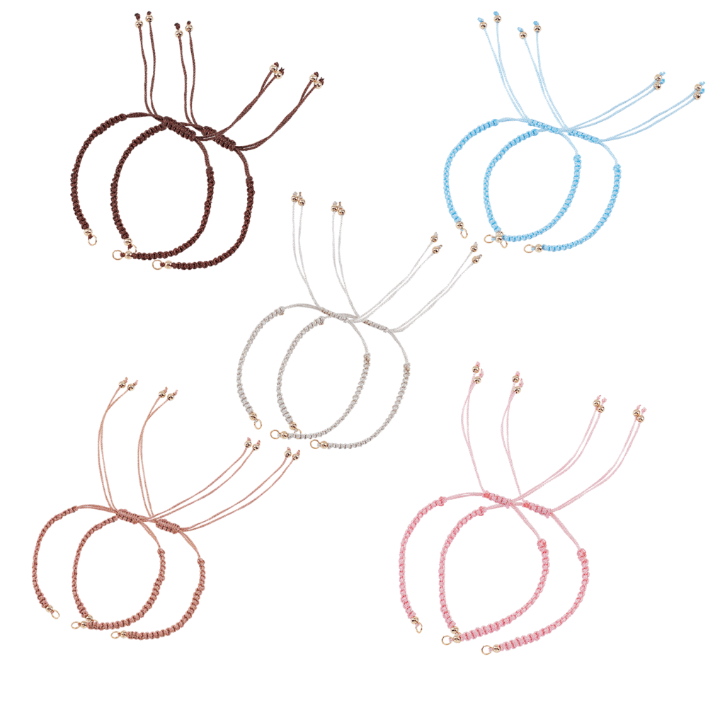 Pandahall elite регулируемый плетеный браслет из полиэстера, с открытыми пружинными кольцами из нержавеющей стали 304, круглых бусин латунные