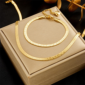 Minimalist Titanium Gold Plated Snake Bone Chain Jewelry Set