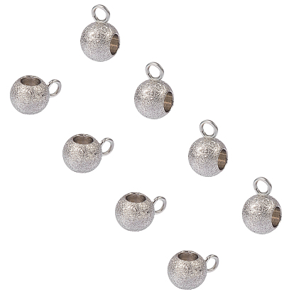 304 Stainless Steel Tube Bails, Loop Bails, Textured, Rondelle Bail Beads