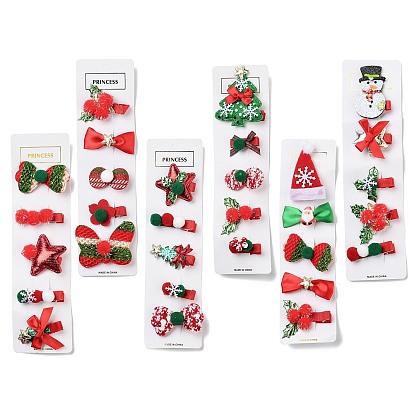 Рождественская тема ткань фетр ткань заколка для волос аллигатор, с зажимом из сплава