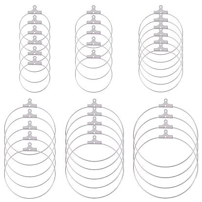 304 Stainless Steel Pendants, Hoop Earring Findings, Mixed Size Wire Gauge, Ring