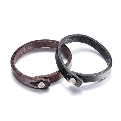 Leather Cord Bracelets, with Alloy Clasps
