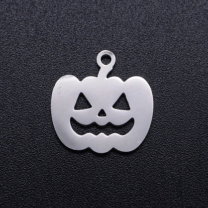 201 Stainless Steel Pendants, Pumpkin Jack-O'-Lantern Jack-o-Lantern, Halloween Theme
