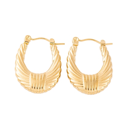 Ion Plating(IP) 304 Stainless Steel Hoop Earrings for Women, Oval