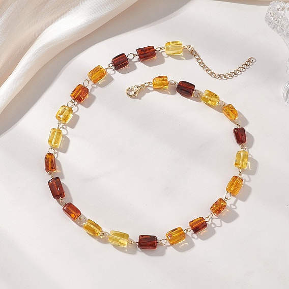 Натуральные янтарные кубовидные бусы-ожерелья для женщин, золотые