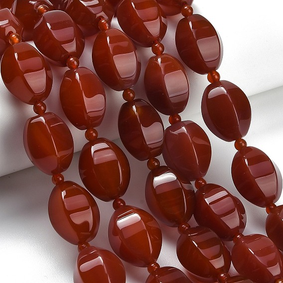 Природного сердолика нитей бисера, рис, граненые, окрашенная и подогревом, с бисером