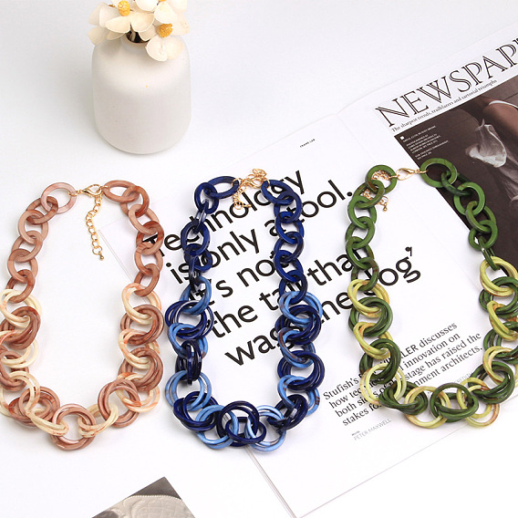 Акриловые кольца с овальными звеньями цепочки, золотые