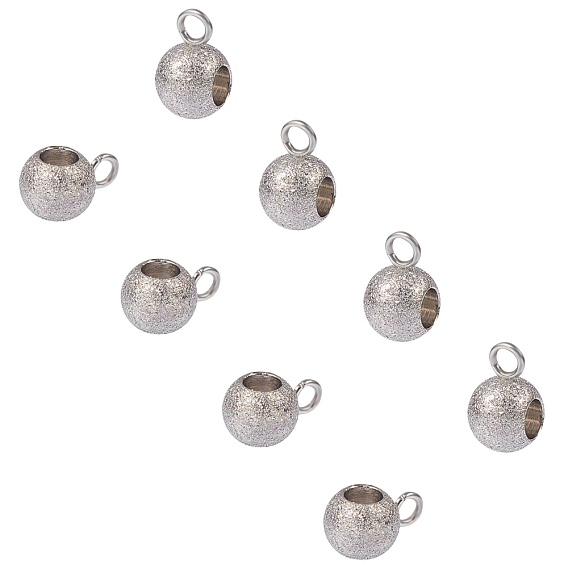 304 Stainless Steel Tube Bails, Loop Bails, Textured, Rondelle Bail Beads