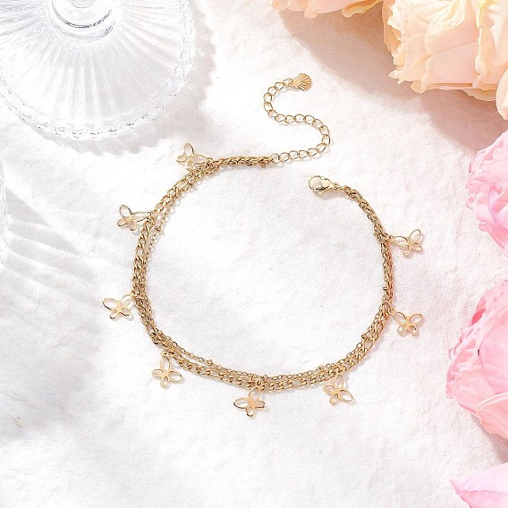 304 двухслойные браслеты из нержавеющей стали с кисточками для женщин, золотые