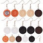 DIY Earring Making Kits, including Wooden Pendant Cabochon Settings and Brass Earring Hooks, Flat Round
