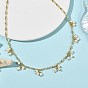 Natural Pearl Beads Potato Multi Pendant Brass Oval Link Chain Necklaces, White