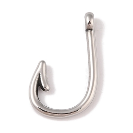 304 Stainless Steel Hook Clasps, Fish Hook Charms, For Leather Cord Bracelets Making, Hook, Polished