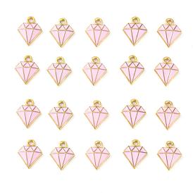 20 piezas de dijes de esmalte de aleación de oro claro, dimond